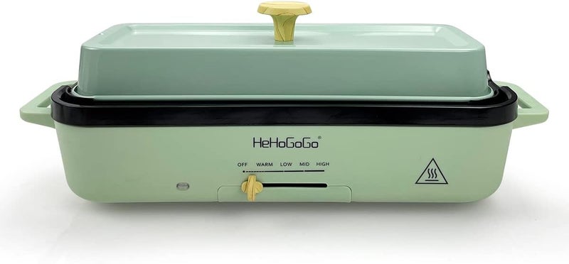HeHoGoGo مقلاة كهربائية متعددة الوظائف صينية كهربائية غير لاصقة صانع الخبز مع 2 مقلاة قابلة للتبديل صانع تاكويكي صانع كعكة بوب مشواة ستيك مقلي - Image 4
